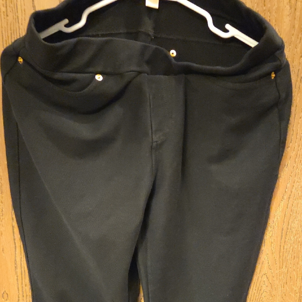 Michael Kors Black Dress Pants Leggings with Gold Accents - Picture 3 of 6